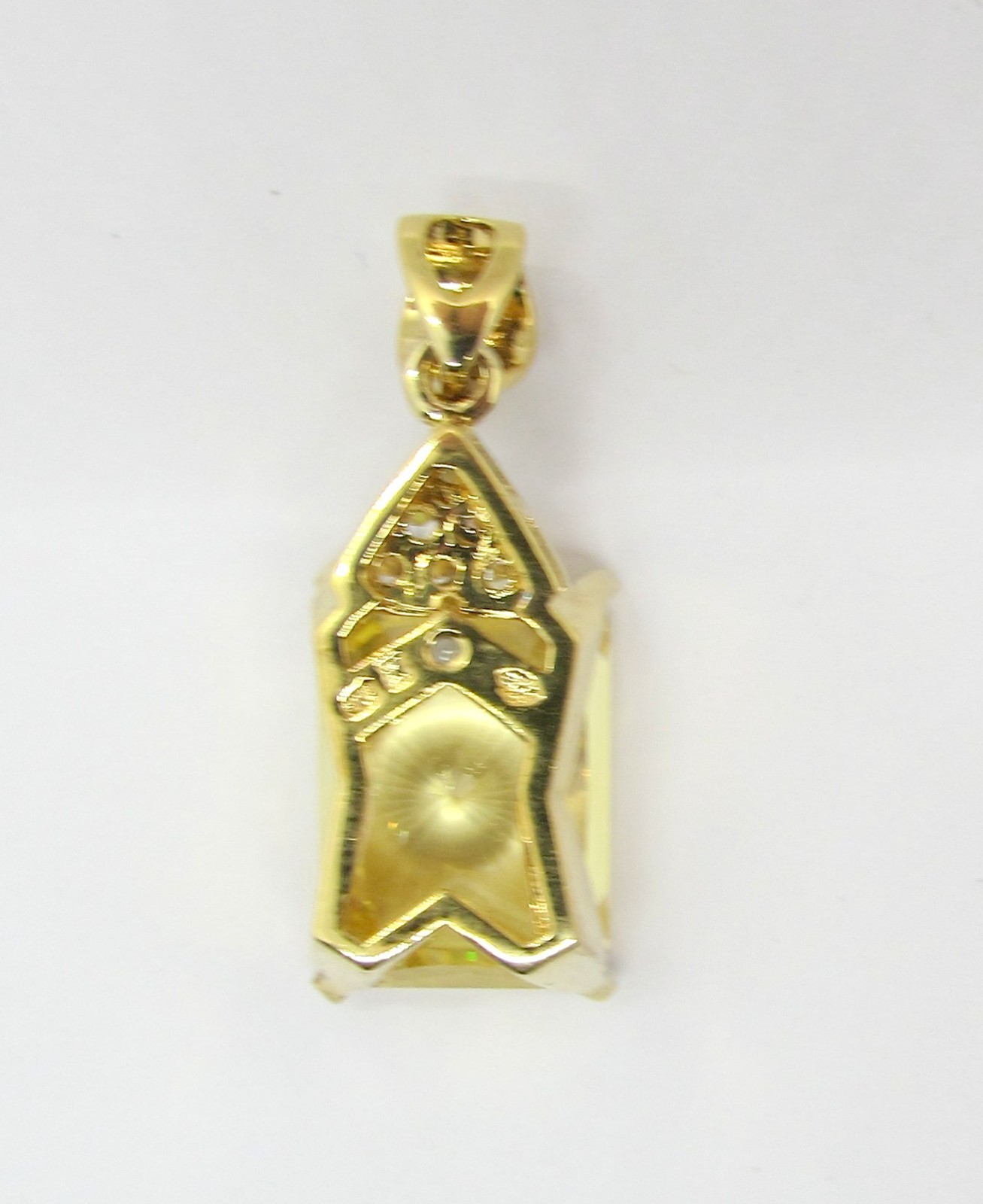 GOLD OVER 925 STERLING SILVER YELLOW CUBIC ZIRCONIA PENDANT 32X12MM ~ 9.1G