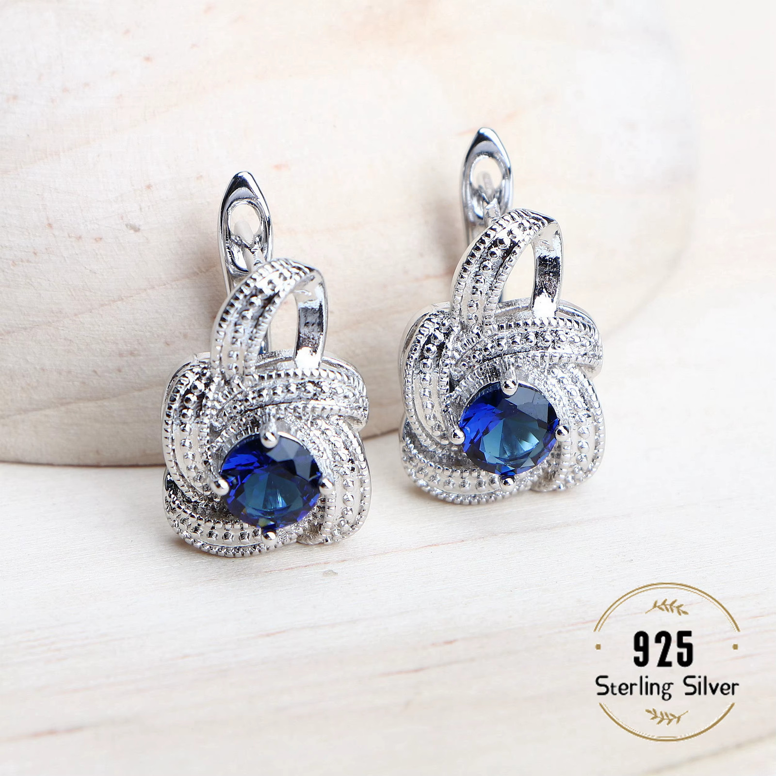 Blue Zirconia 925 Sterling Silver Bridal Women’s Jewelry Set