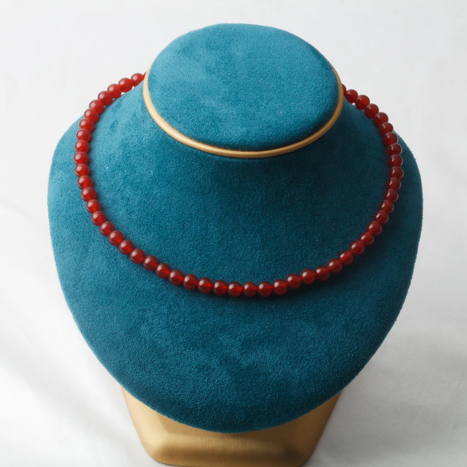 Agate Choker Necklace 6mm Round Beads Sterling Silver 40cm + 5cm Extender