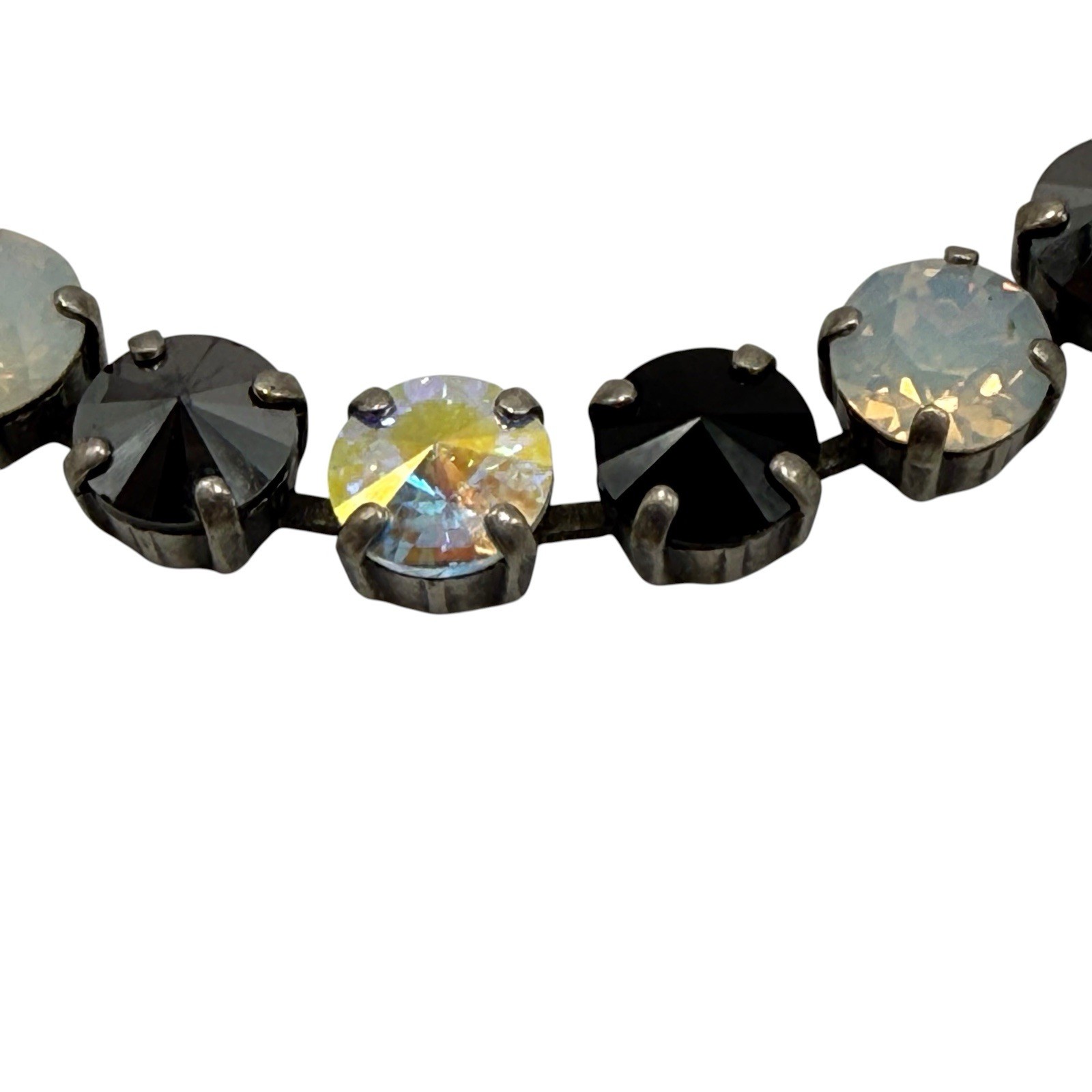 Sabika Tennis Bracelet White Opal Clear Black Multi Crystals 8” Inch Winter 2013