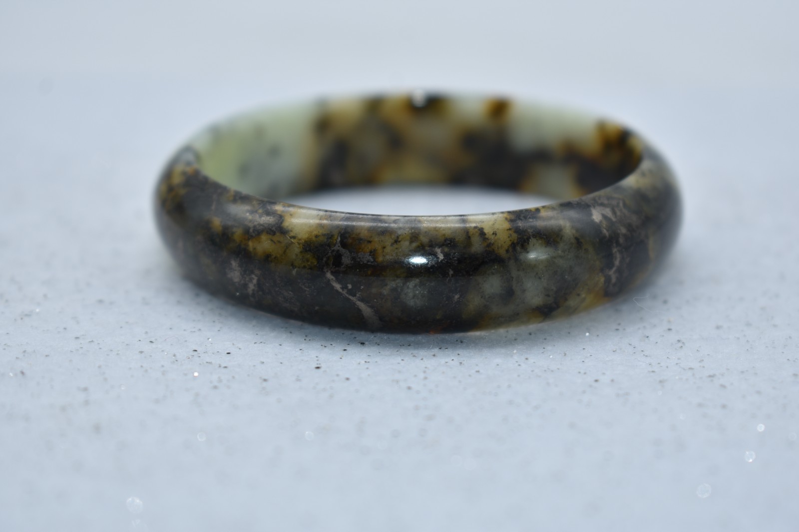 Green Jadeite 15 mm Solid Bangle Bracelet 7 inch