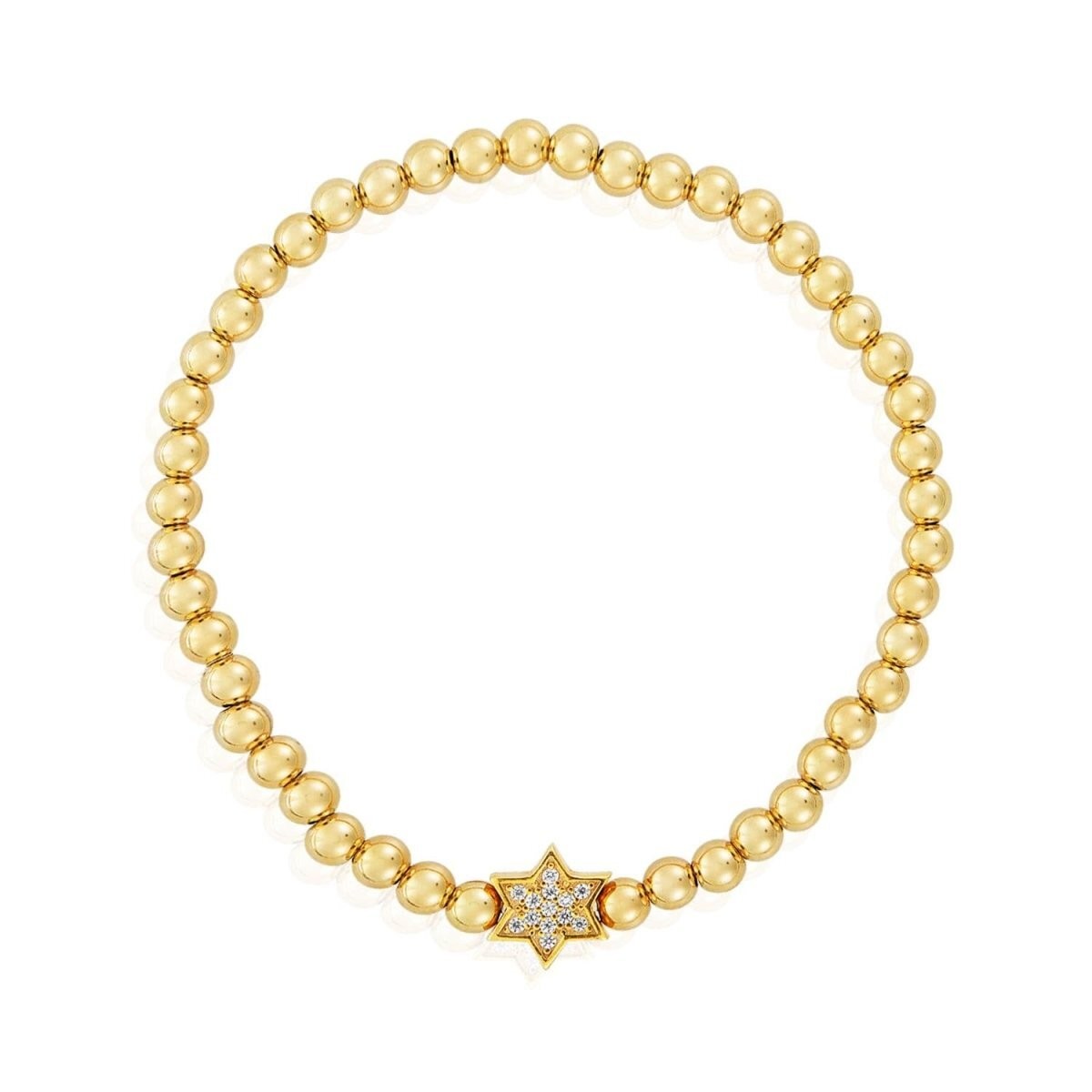 14K Gold Filled Bead Bracelet Jewish Star Charm 6.75″ Dainty