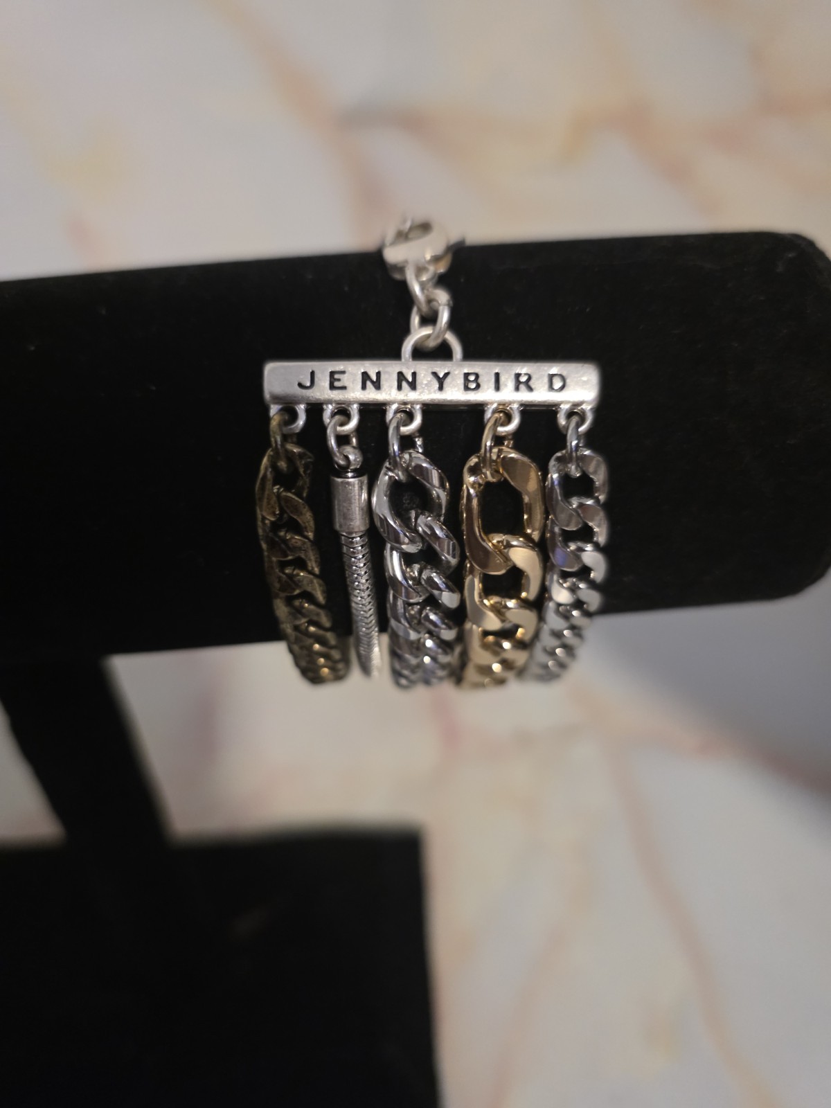 Jenny Bird Multi-Strand Curb Link Charm Bracelet Silver/Gold Tone Lobster