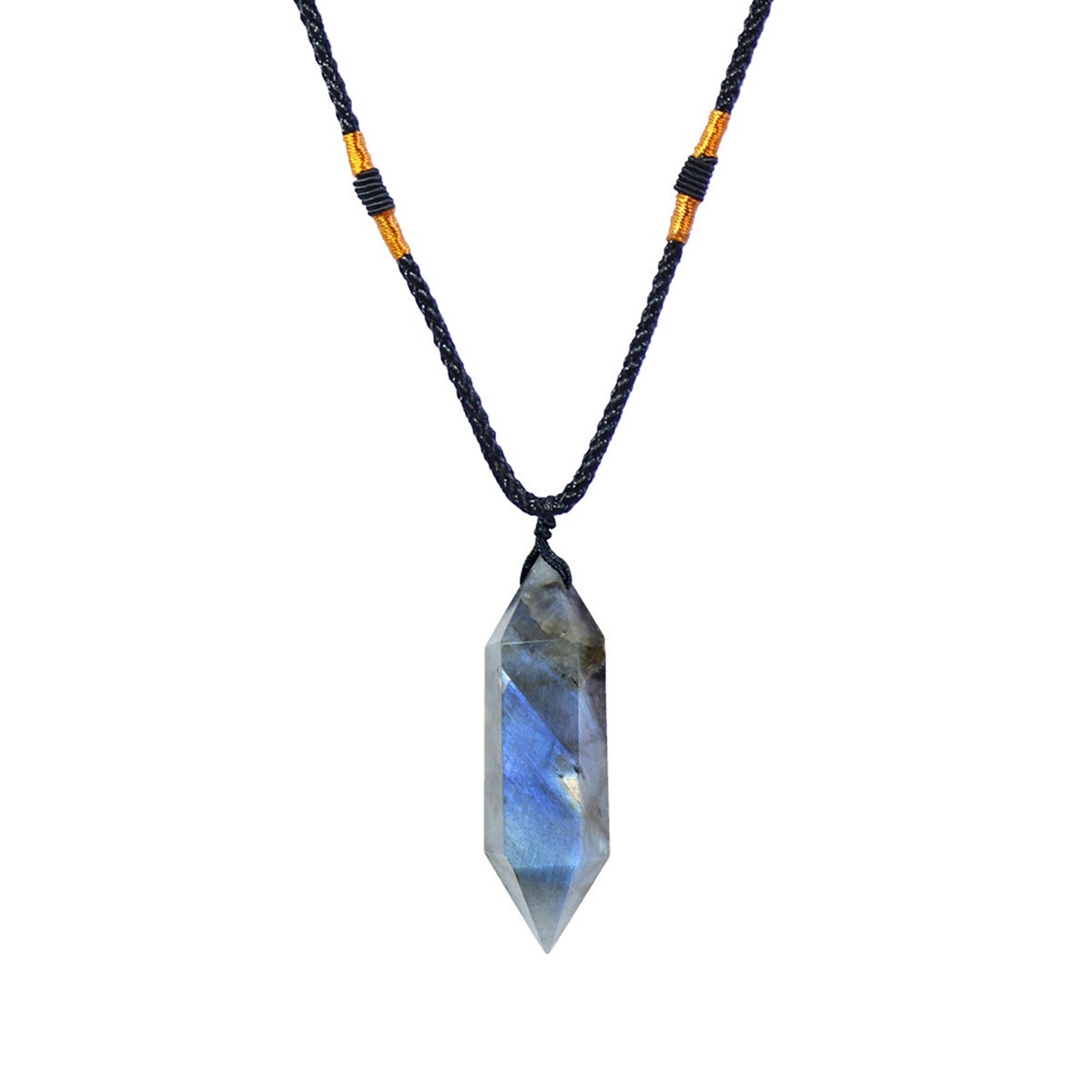 High Flash Labradorite Double Point Pendant Necklace Healing Crystal Gifts