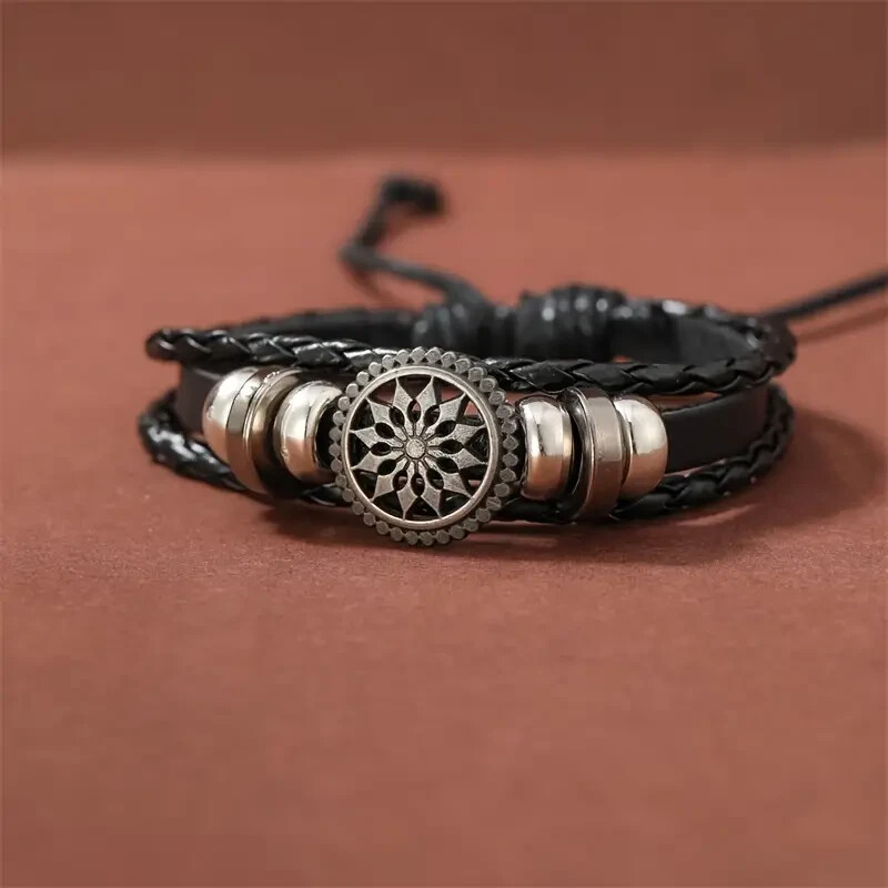 Leather Geometric Bracelet Stackable Adjustable Tie New Free Ship 9289