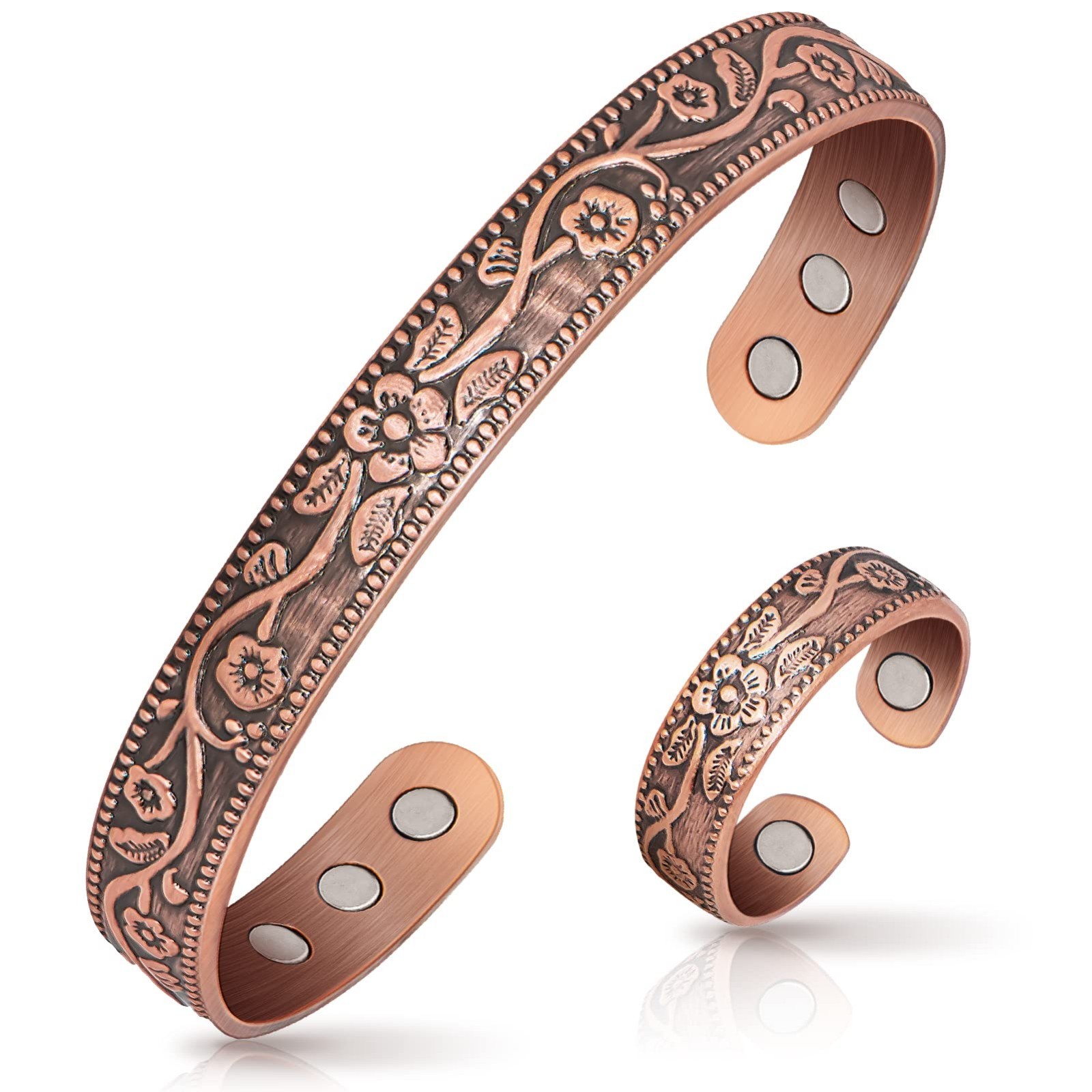 Lymphatic Drainage Ring & Copper Bracelet Set – Magnetic Detox Jewelry Gift for