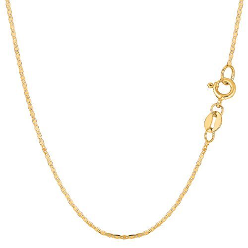 10k Yellow Real Gold Mariner Link Chain Necklace, 1.2mm (10 Inches)