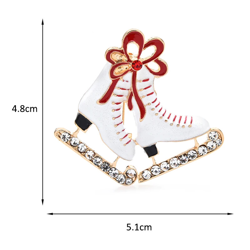 Christmas Skate Brooch Pin – Crystal Rhinestone Christmas Jewelry Gift for Women