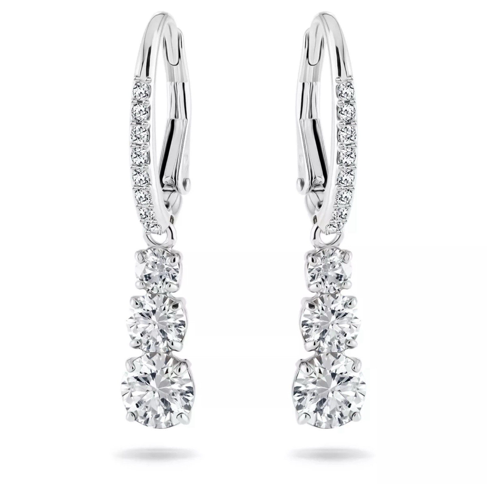 Swarovski Stilla Attract Hoop Earrings Round Cut, White, Rhodium Plated 5416155