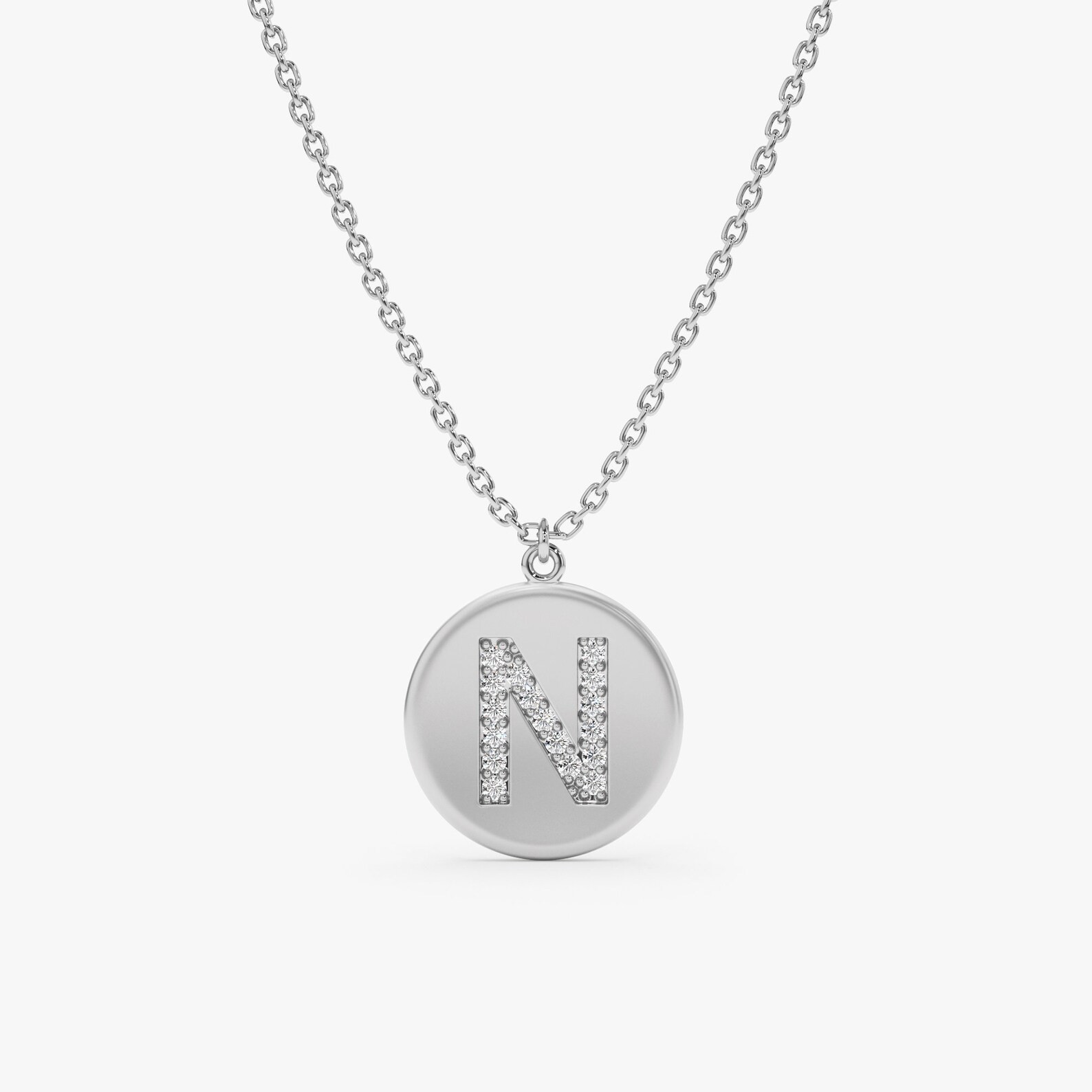Lab Grown 1.00 Ct Round EF VS Diamond Initial Letter Necklace in 14K Solid Gold