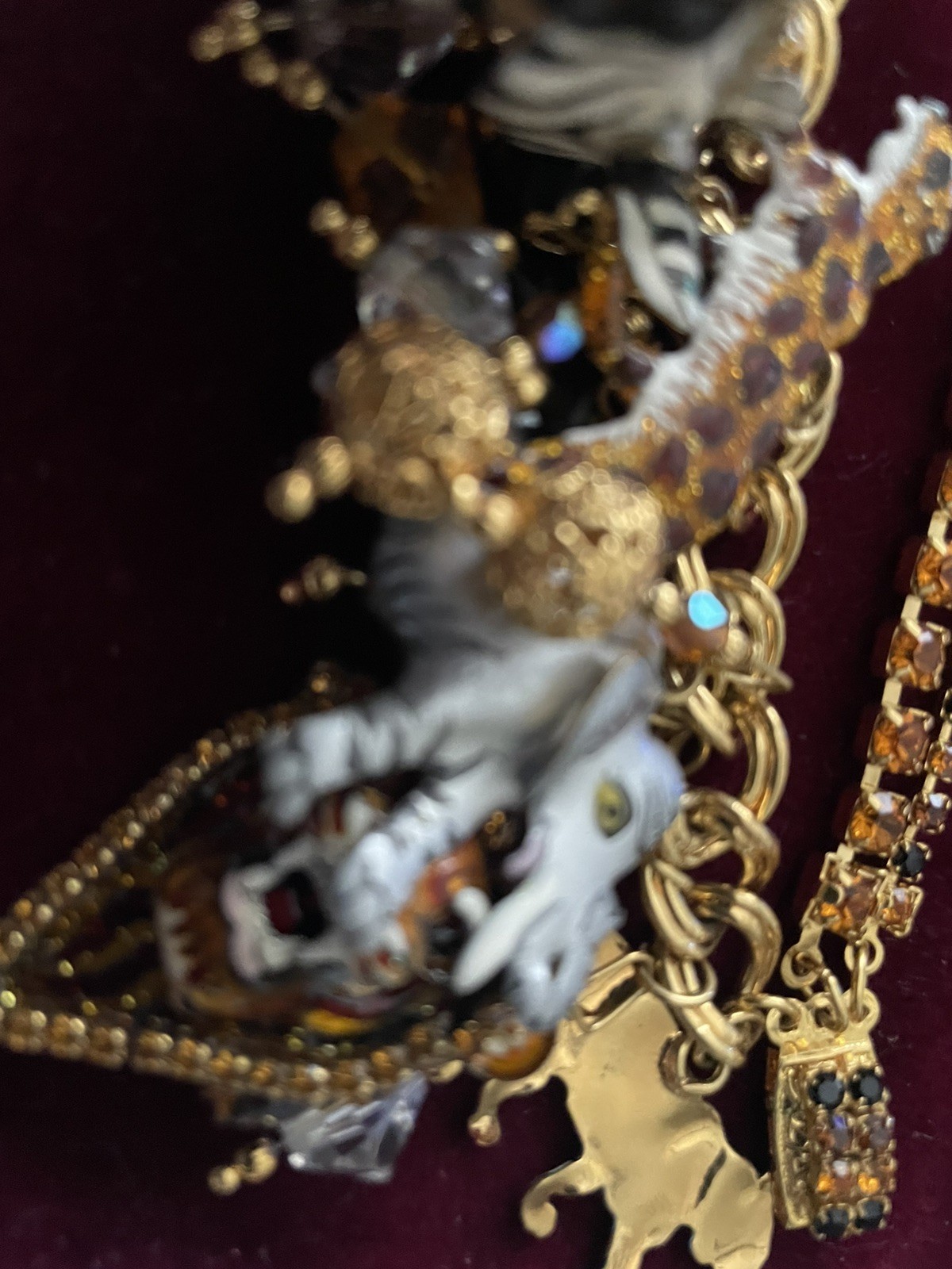 RARE LUNCH AT THE RITZ JUNGLE BRUNCH 22k Gold PlatedCHARM BRACELET.