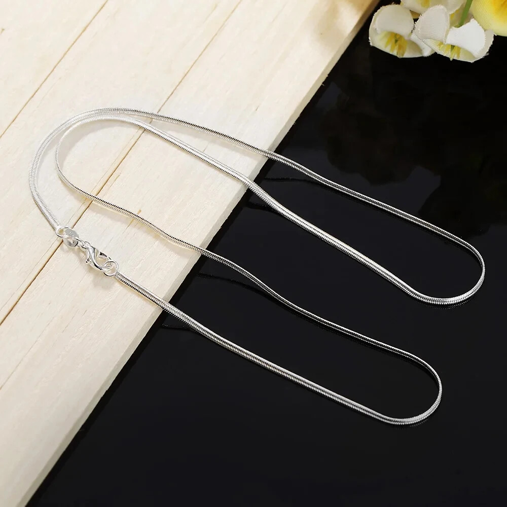925 Sterling Silver 16-30 Inches 2MM Flat snake bone chain Necklace Jewelry
