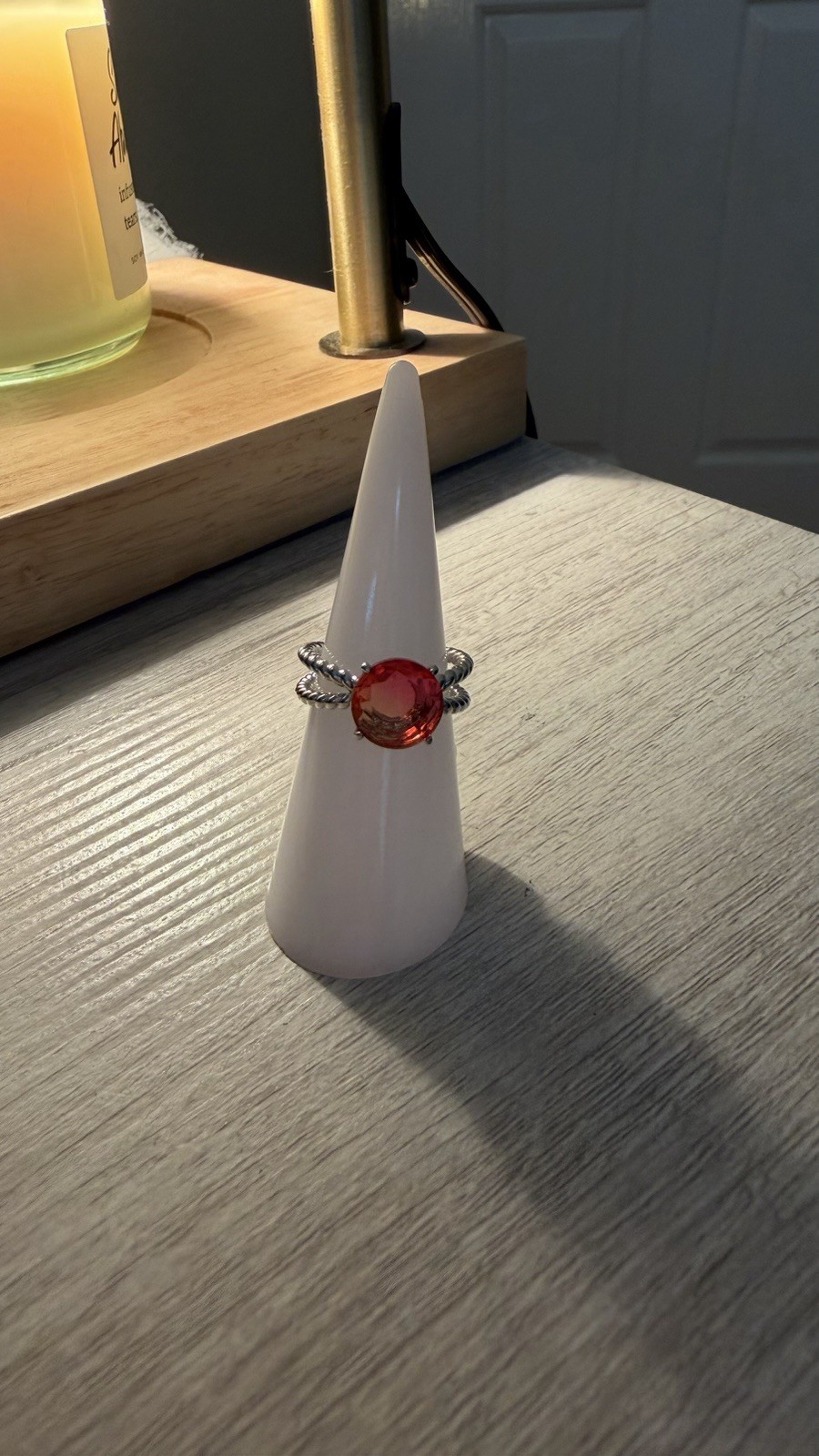 Ring Bomb Party RBP2307 Rhodium Plated Lab Pink Tourmaline Ring 7