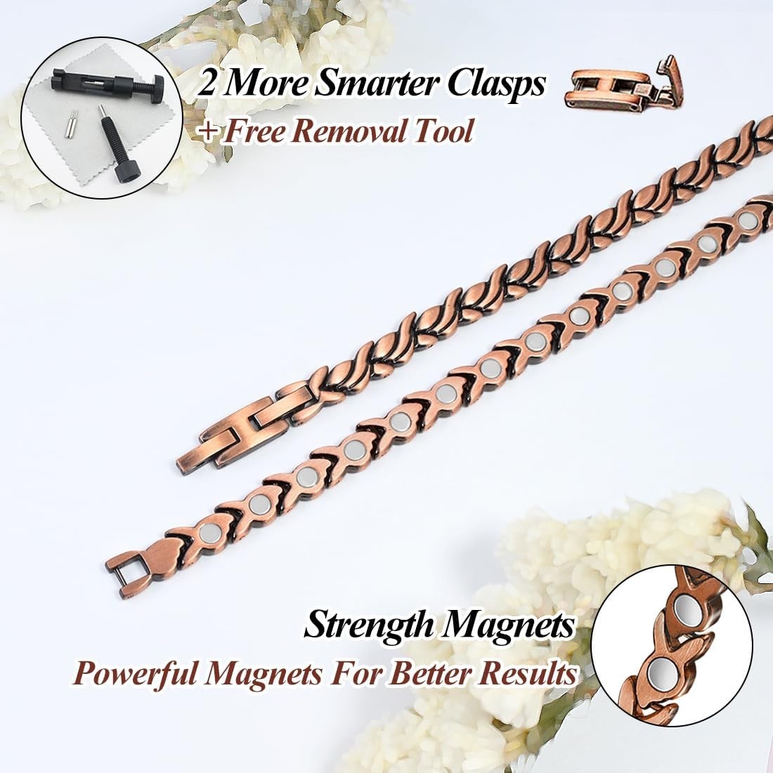 Ladies’ 99.9% Pure Copper Magnetic Bracelet – Elegant Design, Gift Box Included
