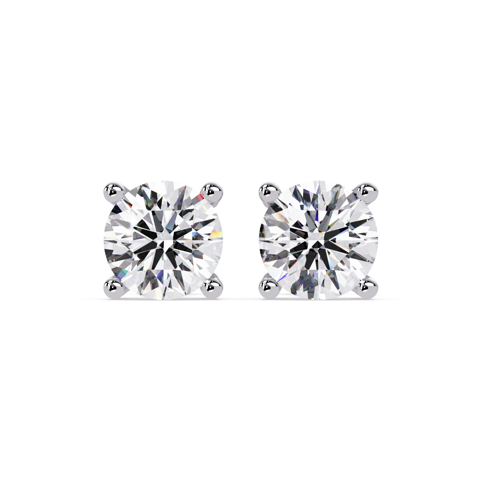 1.00 CTW Round Lab Grown Diamond Stud Earrings VVS 925 Sterling Silver Push Back
