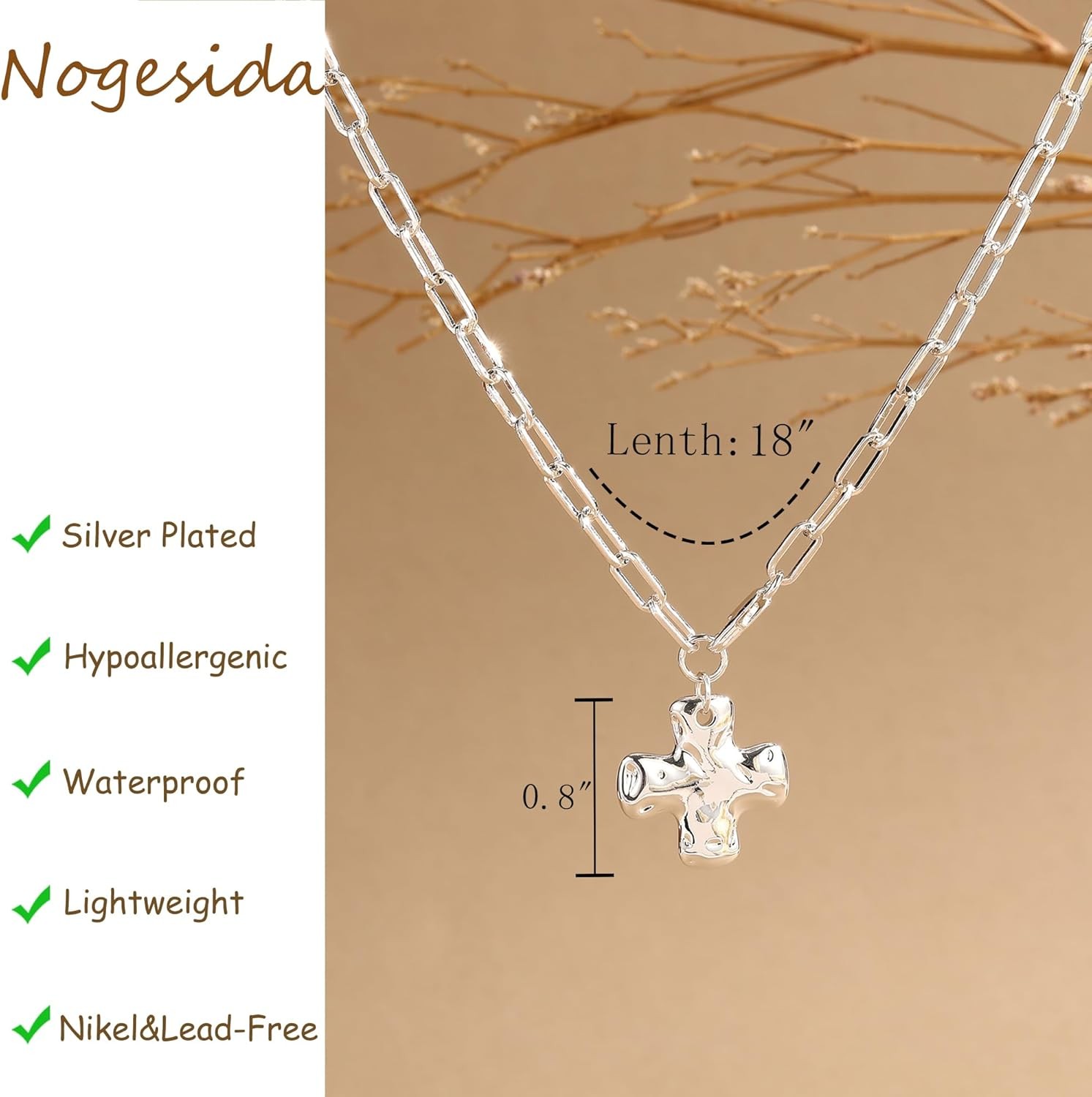 Chunky Cross Necklace for Women Trendy 14K Silver Layered Statement Cross FAST