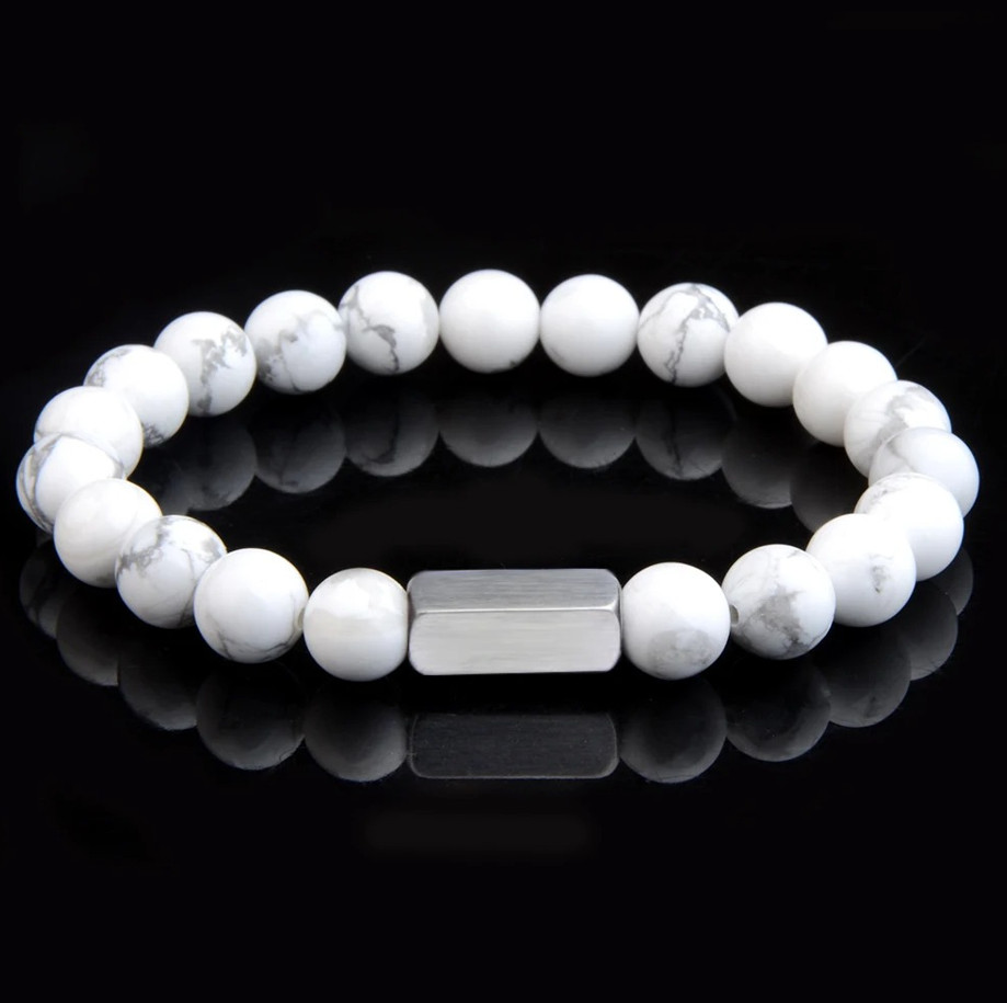 1 pc Natural Stone Bead Bracelet Tiger Eye Lava Stainless Steel
