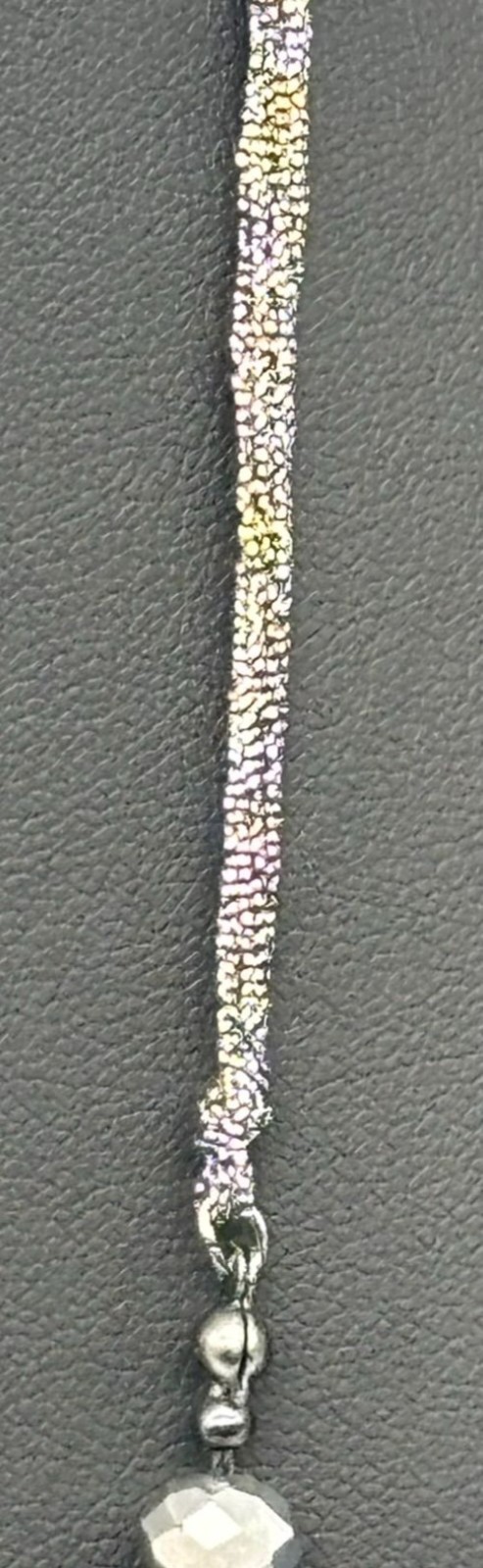 Chico’s Long Beaded Necklace With a Pale Peach Feather Pendant Adjustable Signed
