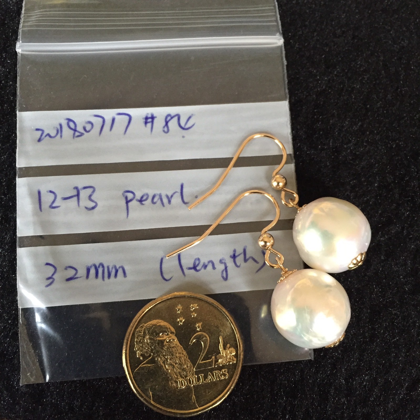 12-13mm Baroque Kasumi pearl 100% Natural White 14K Gold Filled earring 32mm E84