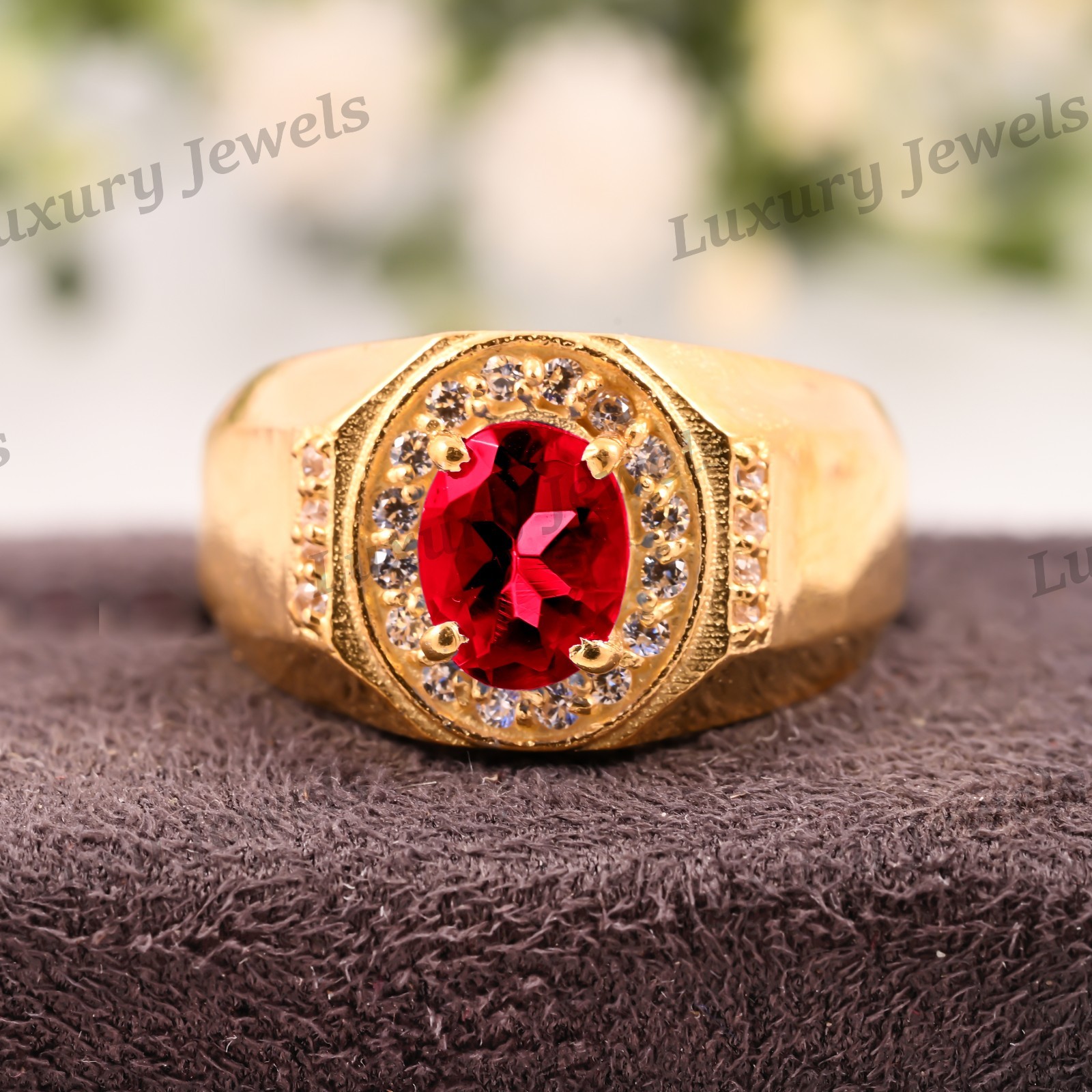 Natural Pink Tourmaline Men’s Ring 925 Sterling Silver Handmade Gift