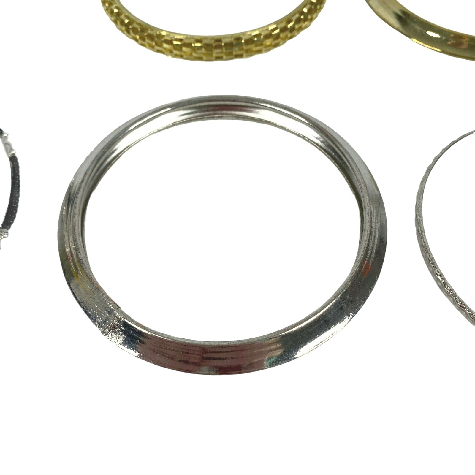 Lot of 6 Bangle Bracelets Slip On Metal Fashion Women Costume Bling Jewelry