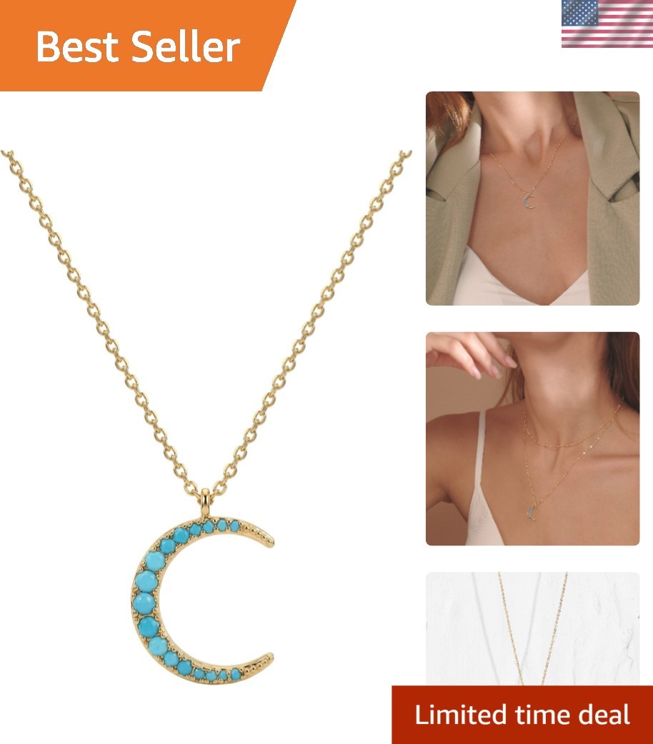 Dainty 18K Gold Layered Necklace with Turquoise – Perfect for Any Occasion
