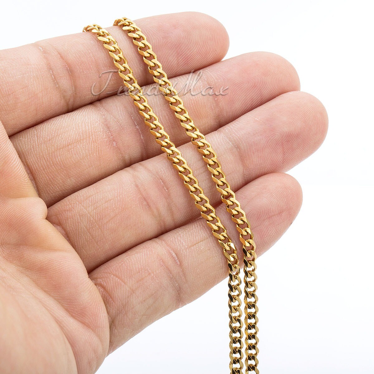 3/5/7mm Mens Miami Gold Plated Cuban Curb Chain Necklace Stainless Steel Jewelry