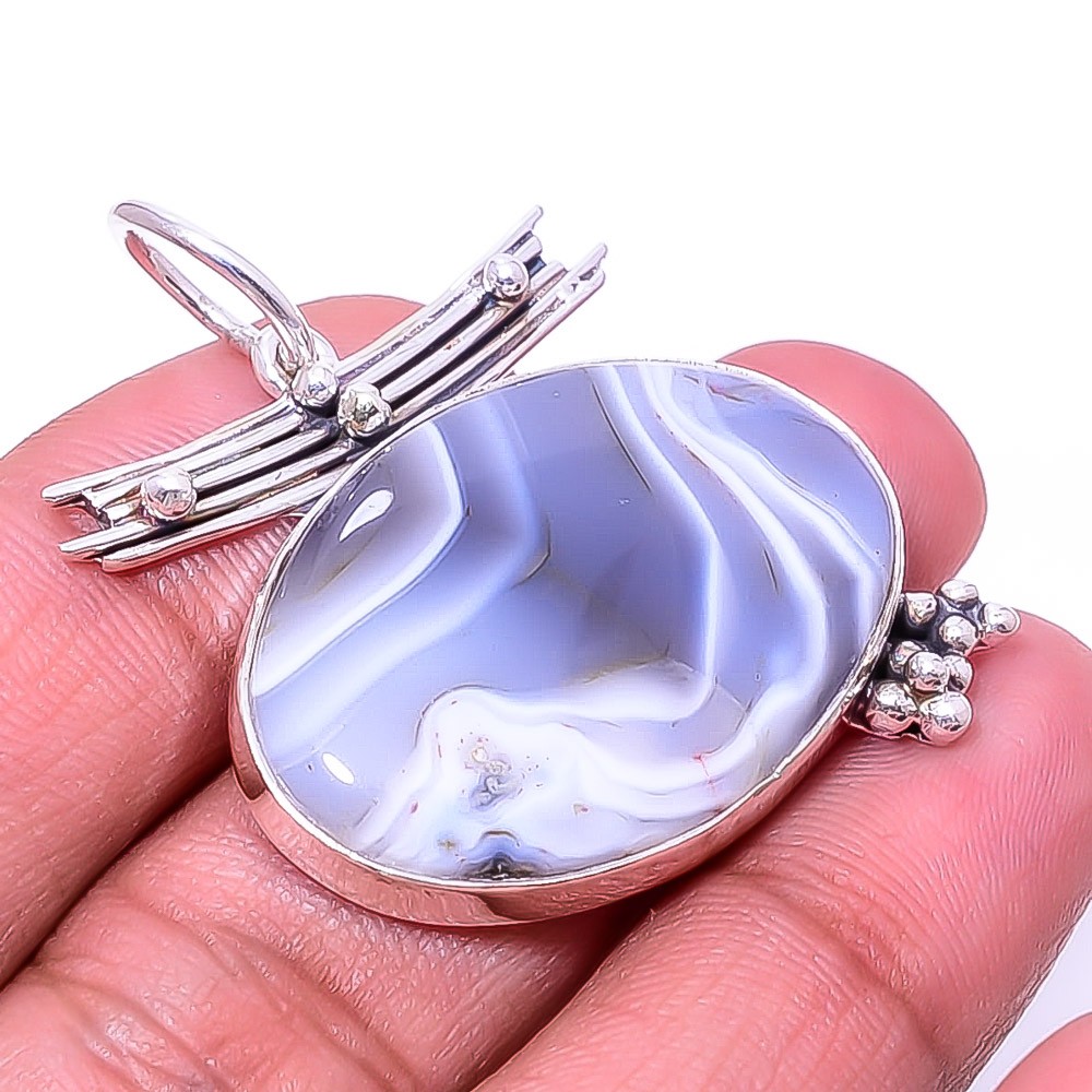 Botswana Agate – Botswana Designer Handmade 925 Sterling Silver Pendant 1.72″P12