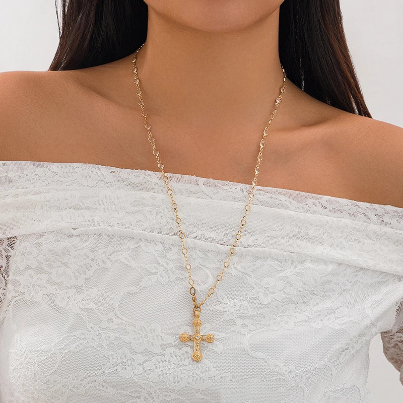 Y2K Fashion Boho Geometric Colored Crystal Chain Necklace for Women Female Vinta