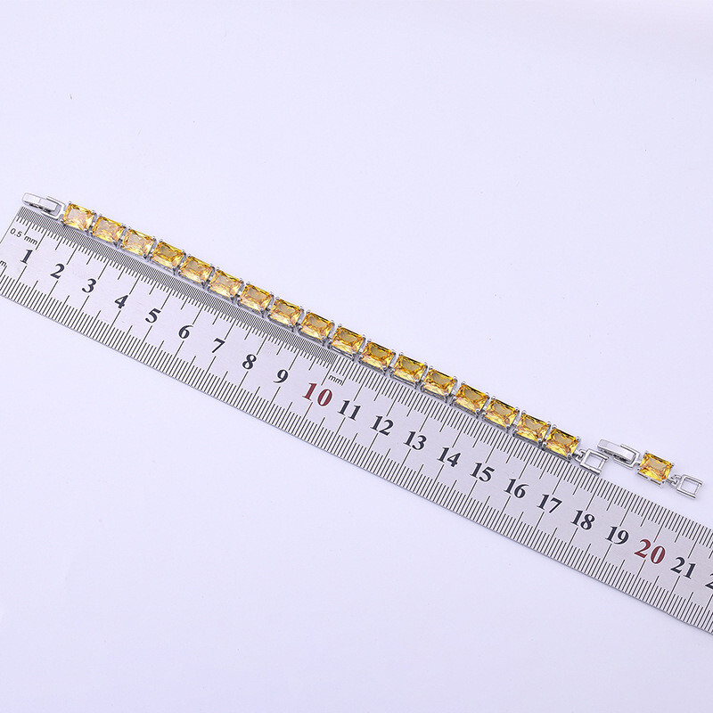 New Handmade Women Party Xmas Jewelry Gifts Yellow Citrine Gems Bracelets Gold