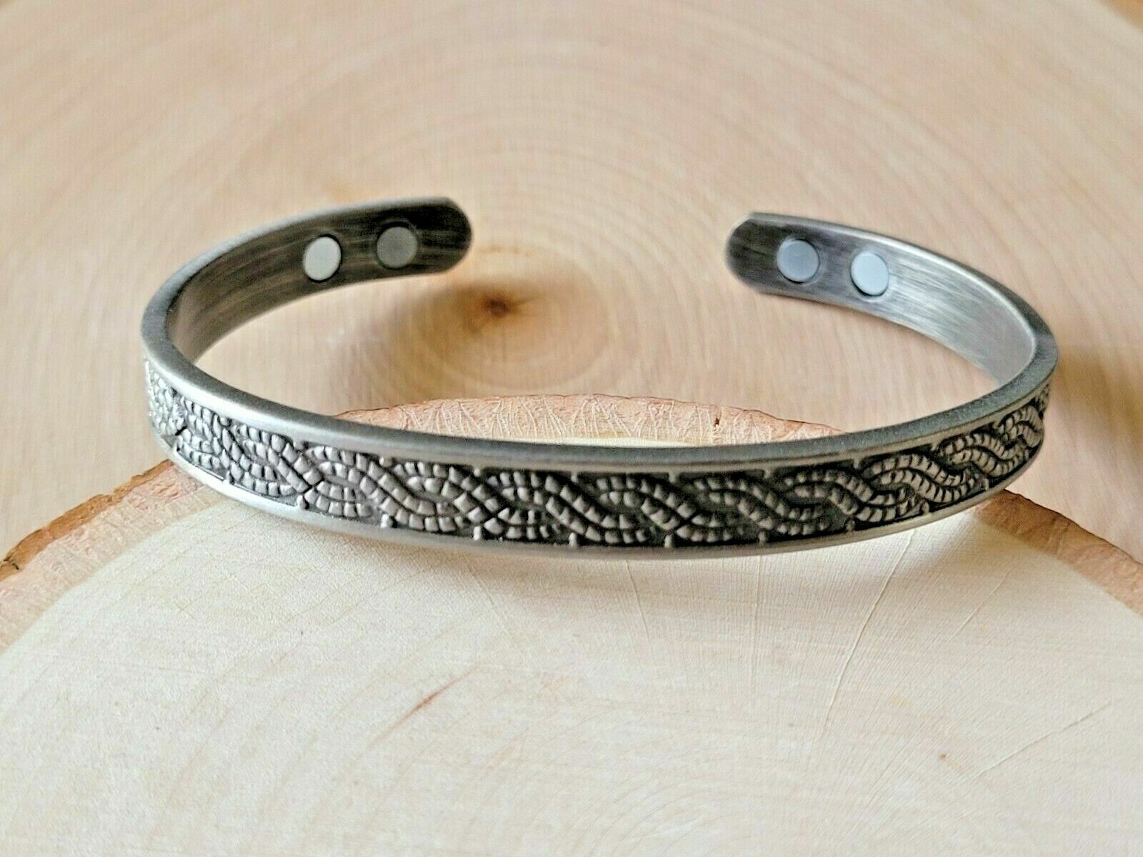 Silver Plated Copper Magnetic Bracelet Arthritis Therapy Cuff – Braided