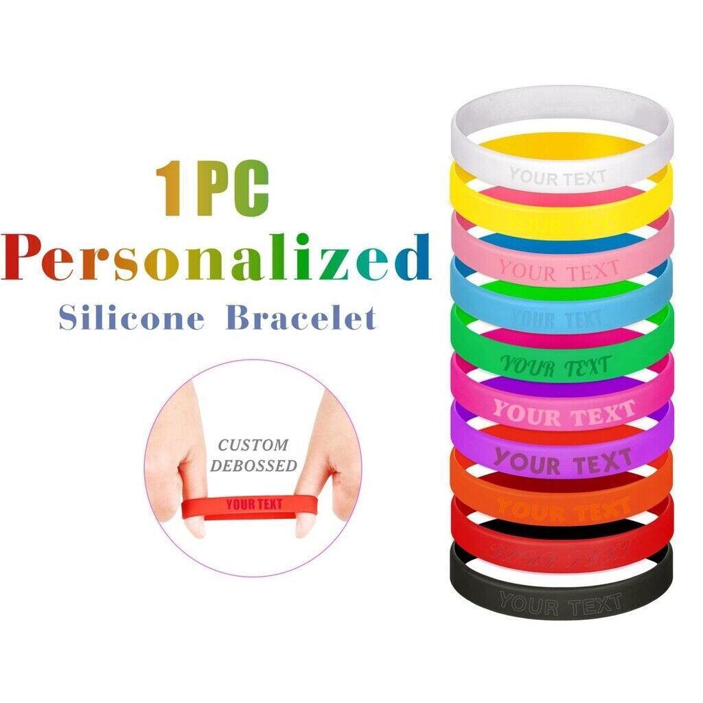 1-20PCS Custom Silicone Wristbands -Personalize Rubber Bracelets Events Gifts