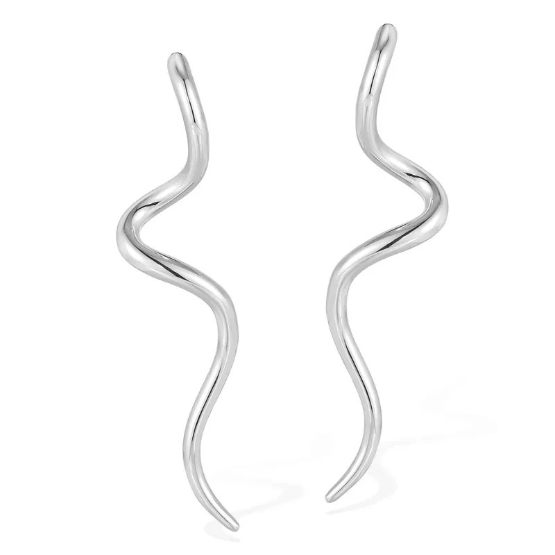 Ladies Retro Snake Stud Earrings Gold or Silver Costume Jewellery