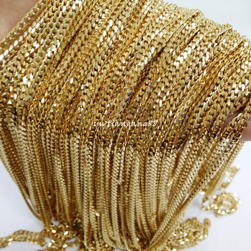 16″-40″ 4mm High Polished Yellow Gold Plated Stainless Steel Men&Women Necklace