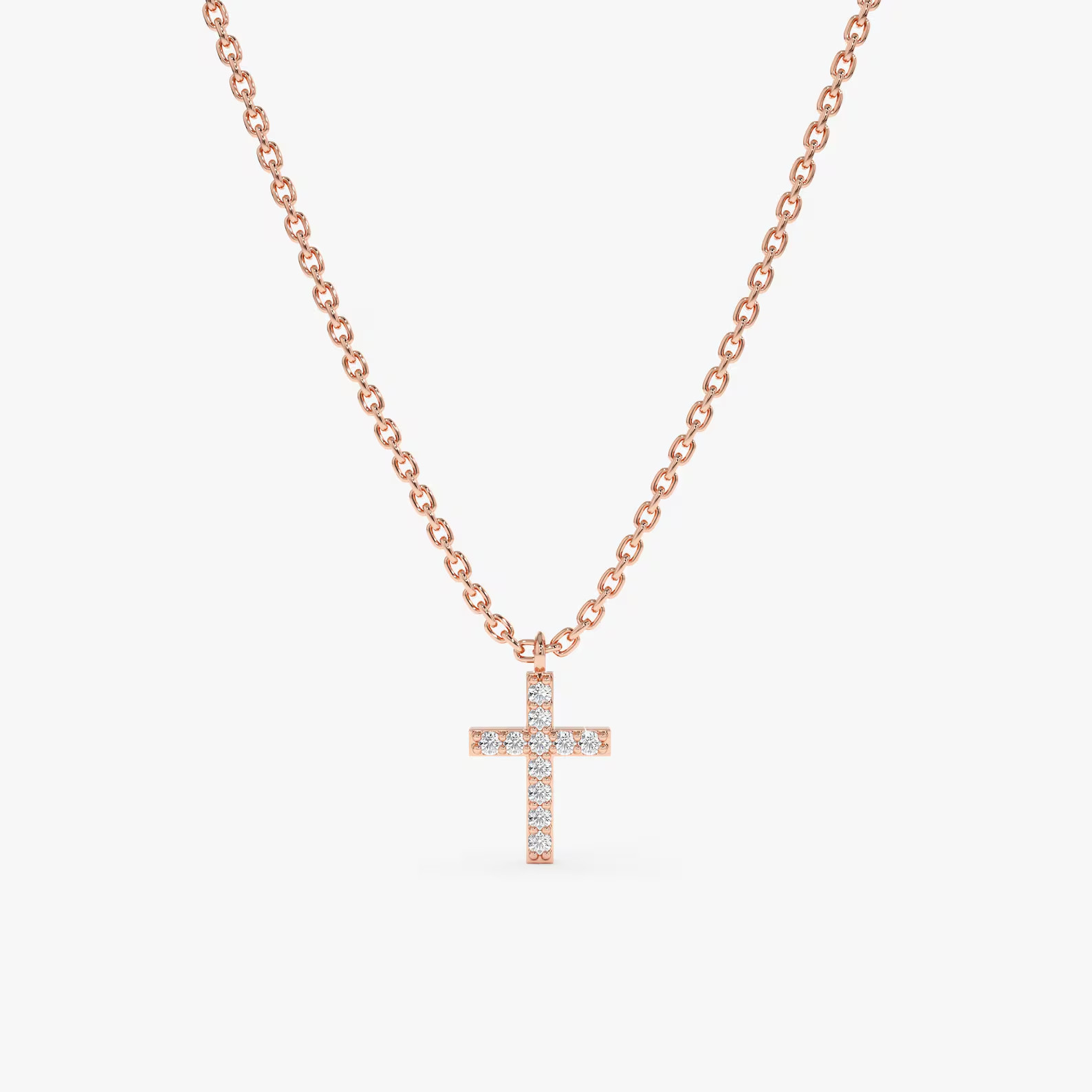 Lab Grown 1.00 Ct Round Cut EF VS Diamond Cross Shape Necklace in 14K Solid Gold