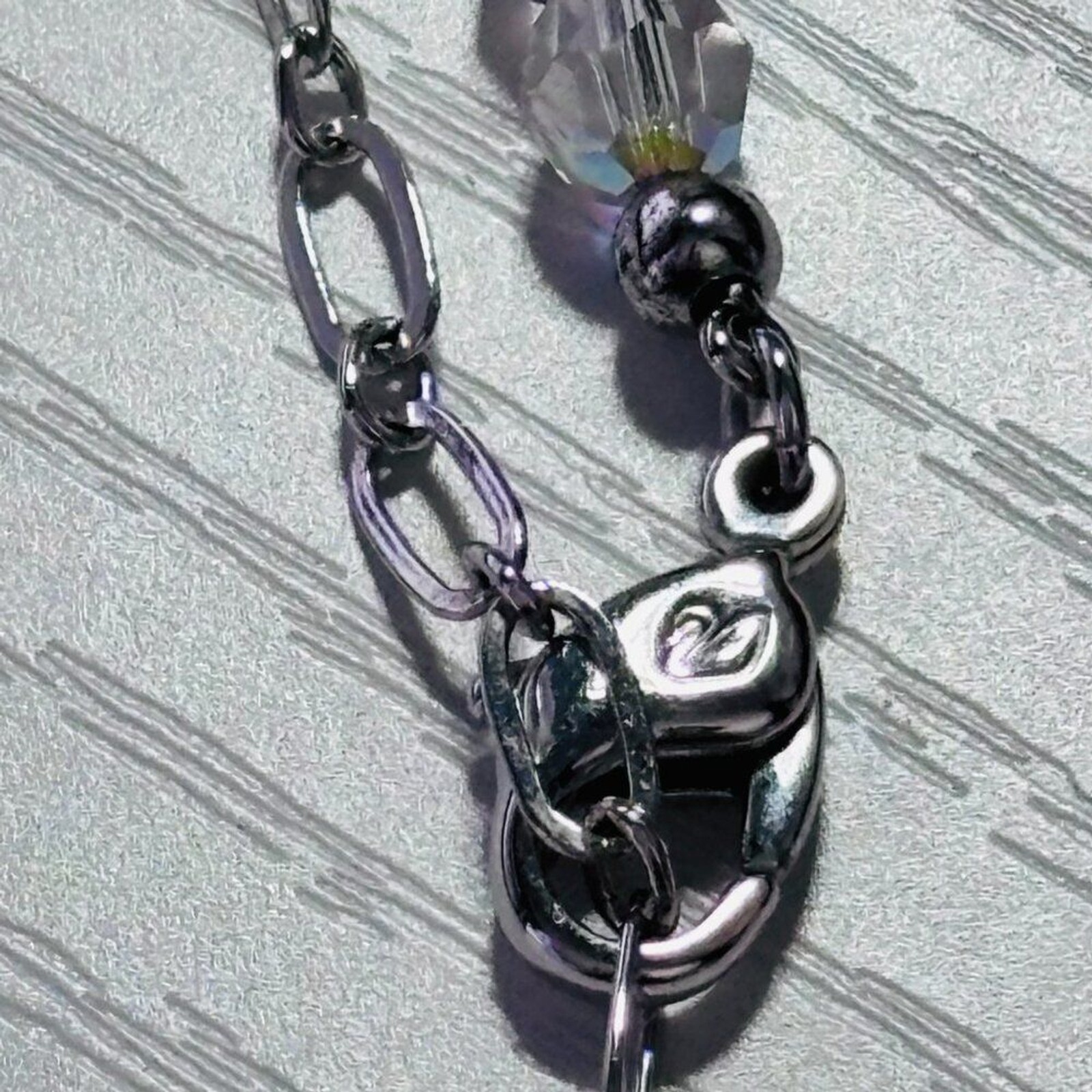 Aurora Borealis Crystal Beaded Necklace Clear AB Sparkle 16”