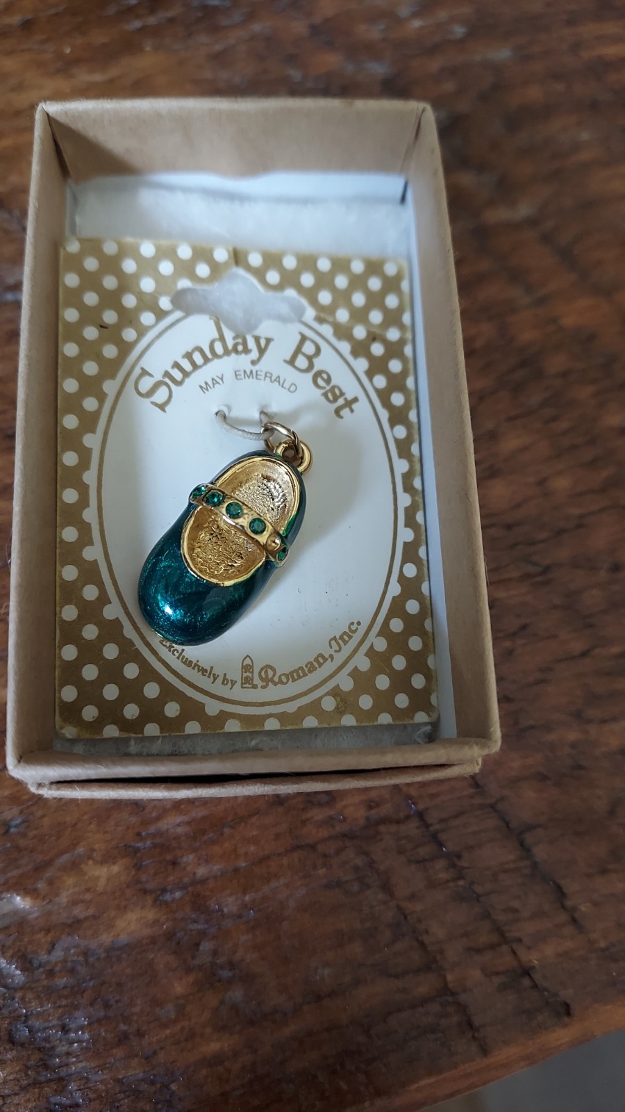 Roman Inc 1″ Charm Itty Bitty Baby Green Mary Jane Shoe Rhinestone Jewelry NWT