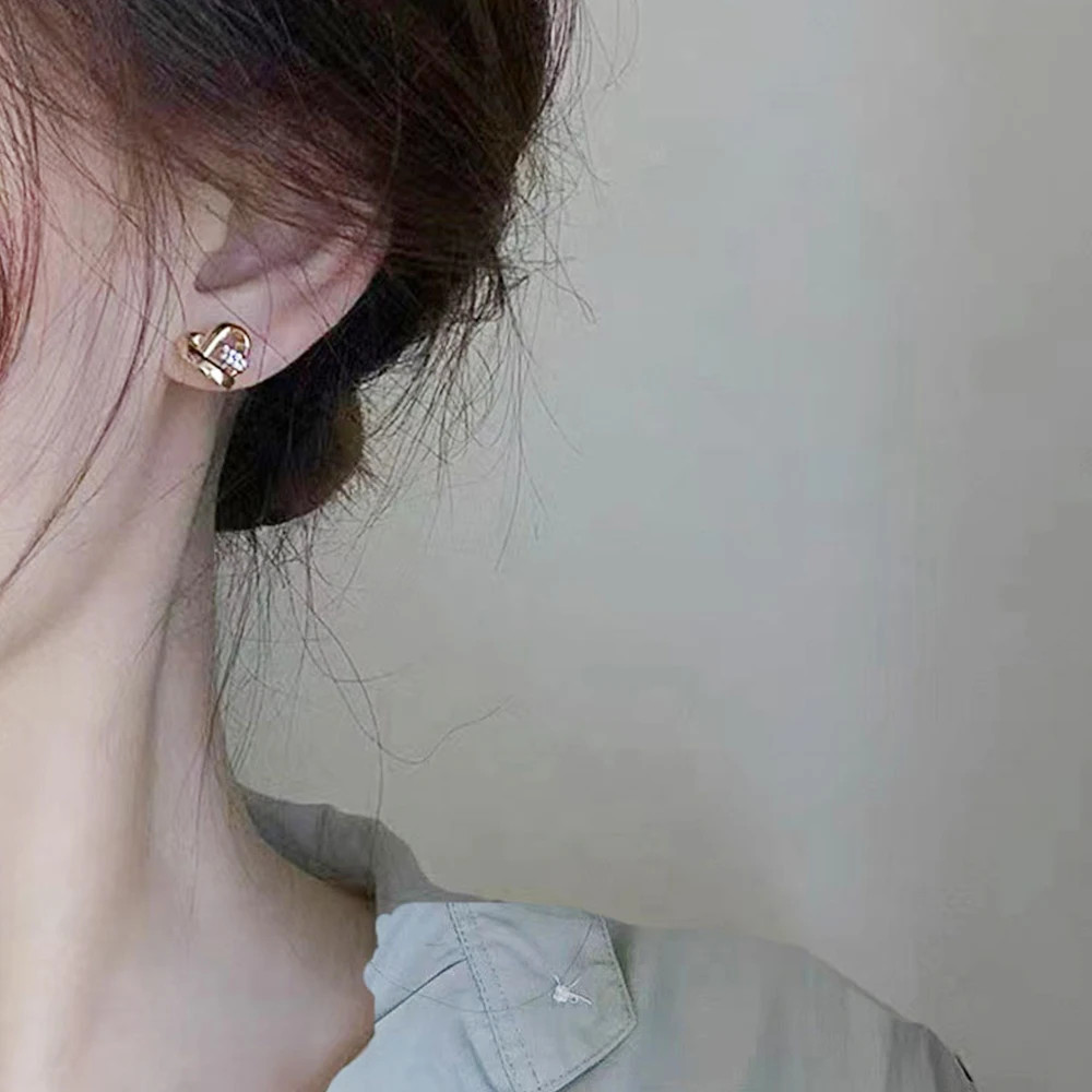 Huitan Eternity Love Earrings Ear Stud Piercing Silver Color/Gold Color Fashion