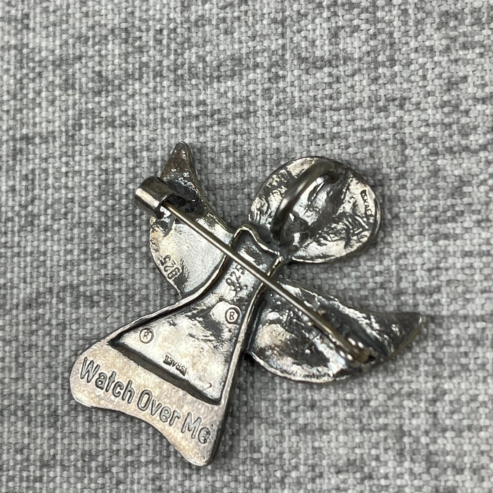 Silpada Sterling Guardian Angel Pin “Watch Over Me” Slider Brooch Pendant I1842