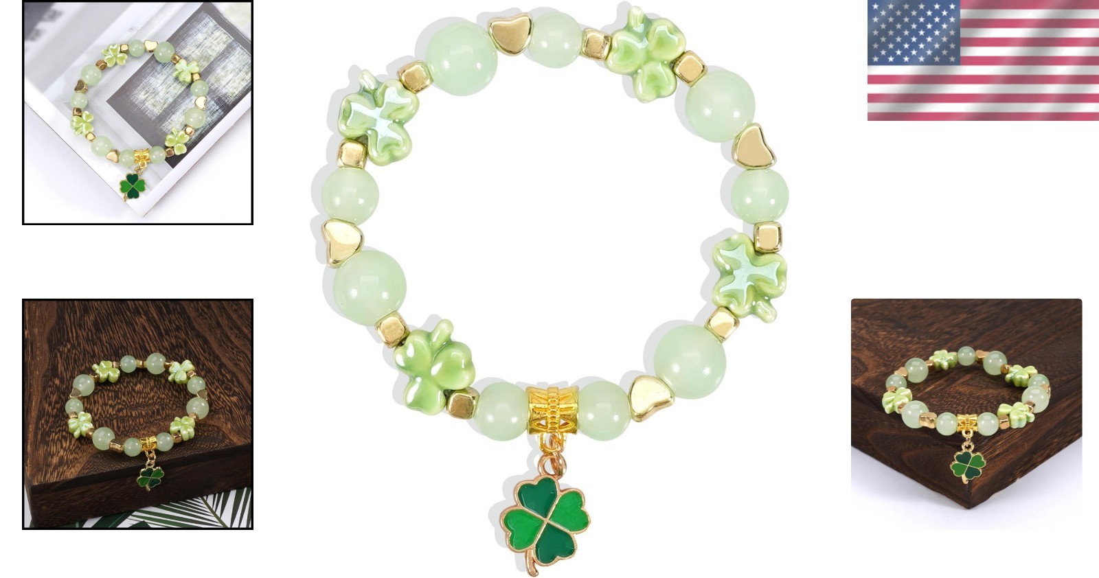 Lucky Clover Stretch Bracelet – Lightweight Beaded Accessory for All Occasions