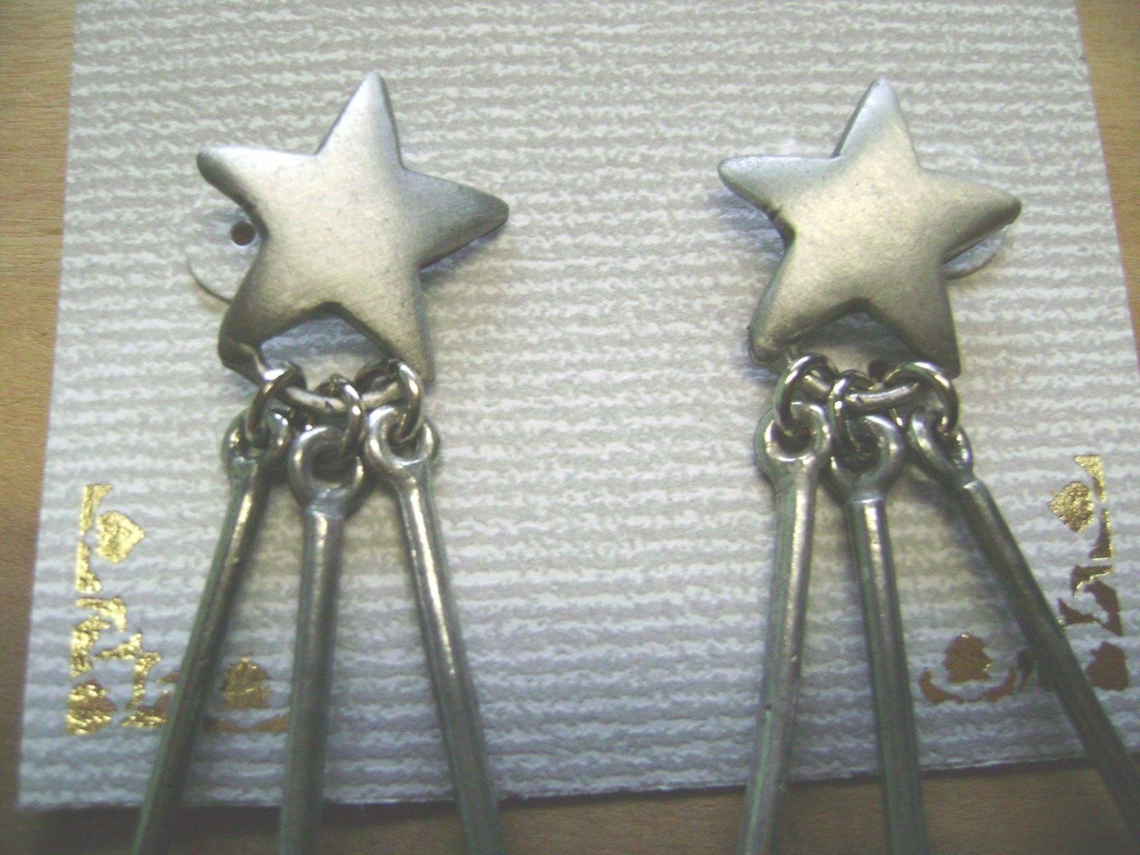 NWT- PEWTER HIPPIE/HOBO DANGLEY STAR, CRESCENT MOON,SUN PIERCED EARRINGS
