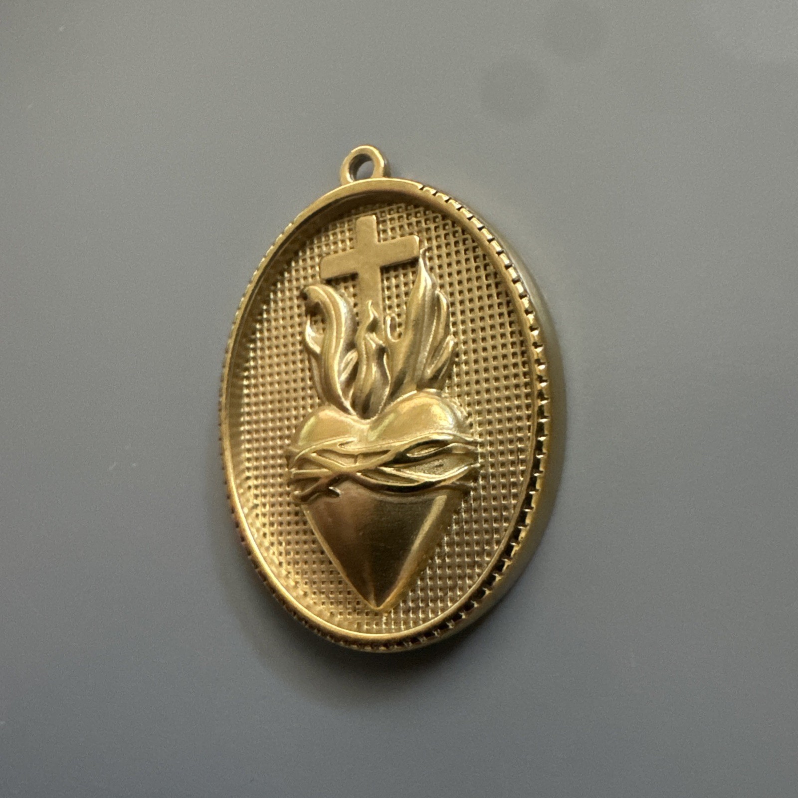 Sacred Heart of Jesus Cross Gold Plated Pendant Only Stainless Steel