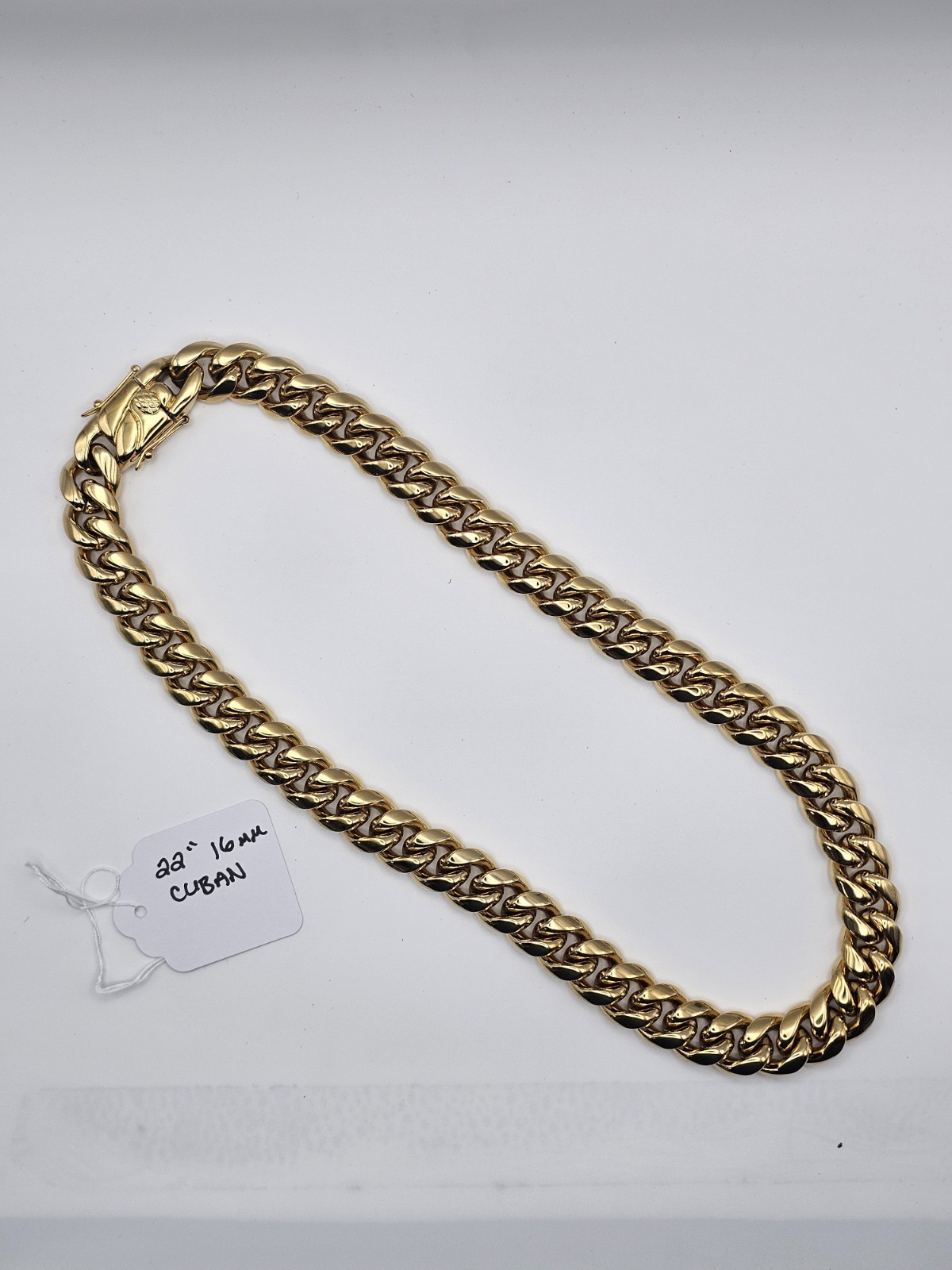Gold Tone Cuban Link Stainless Steel Chain Necklace 22 in 16mm