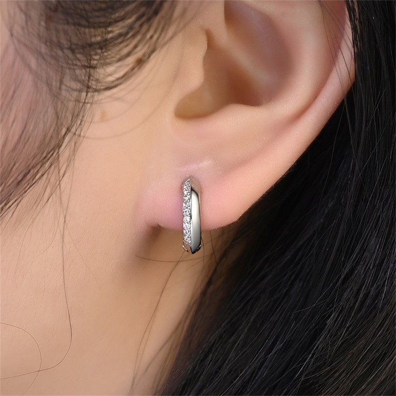 PANDACH 925 Sterling Silver Cubic Zirconia Tiny Hoop Earrings For Women Jewelry