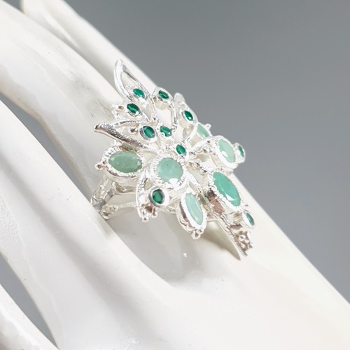 Jewellery Emerald Ring 925 Sterling Silver Size 6.5 /R474057