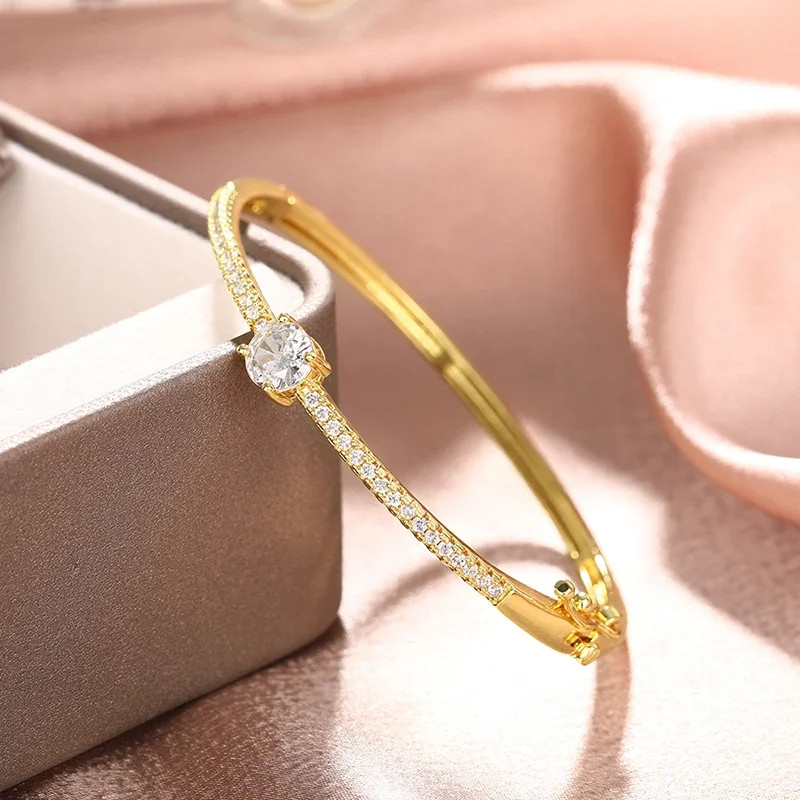 Fashionale Women’s Cubic Zirconia Bangle Silver Color/Gold Color.
