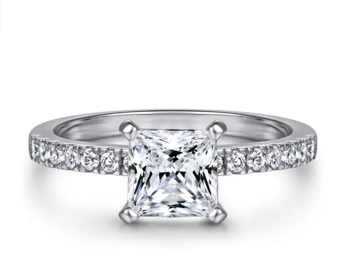 Lab Created CZ Diamond Size 6, 7, 8, 9, Or 11 ring Wedding Engagement Set