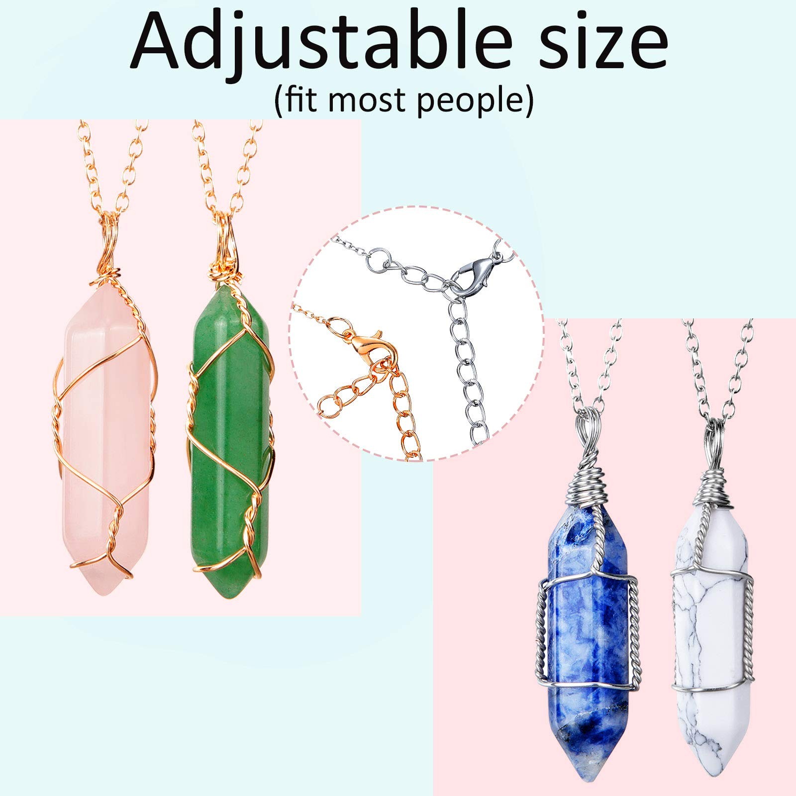 10 Pcs Hexagonal Crystal Pendant Necklace Full Wire Wrap Gemstone Necklace