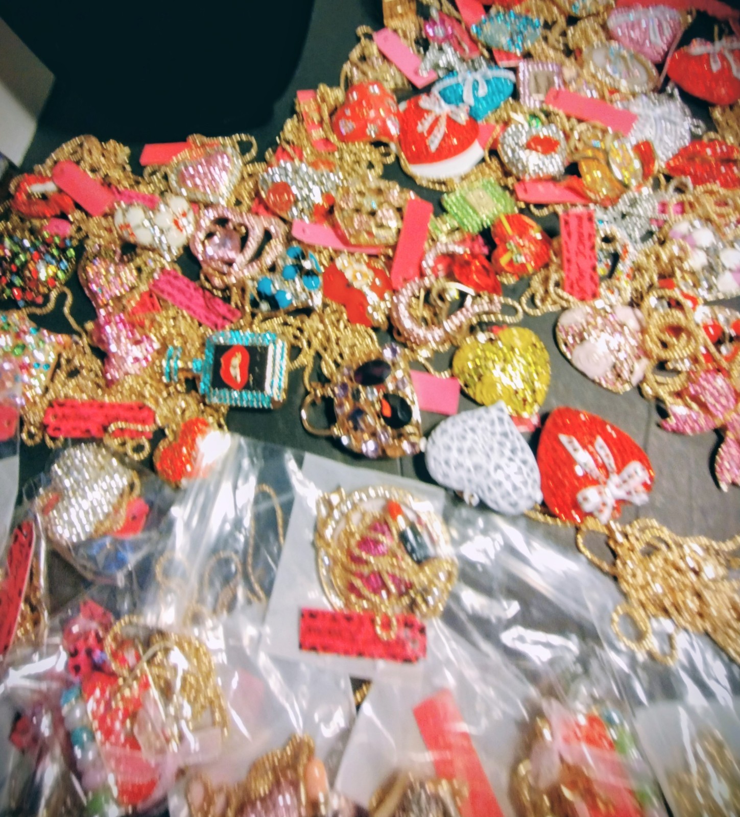 BETSEY JOHNSON Rhinestone novelty pendant necklaces/ Pins Wholesale lot Of 25