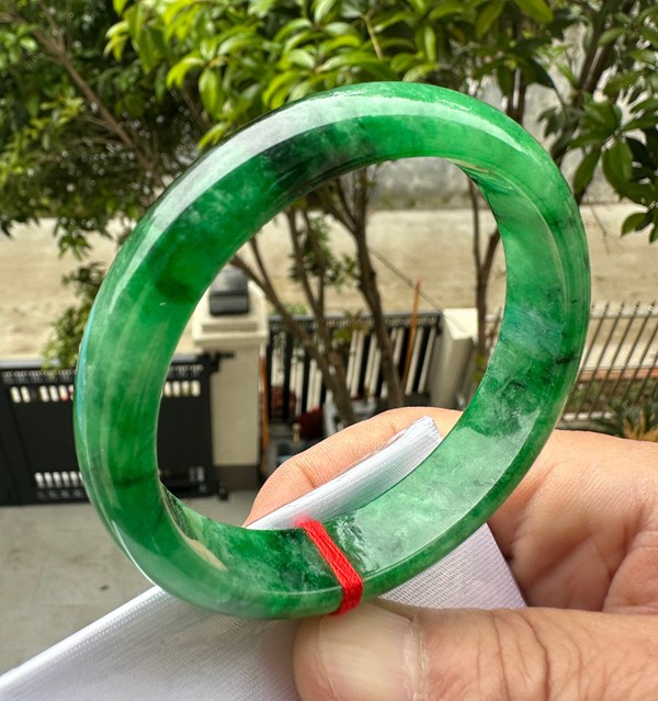 Natural Grade AAA Ice Green Burmese Jade jadeite bracelet bangle Women 56MM